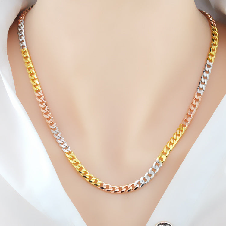 Silver Colored Gold Necklace Domineering Men's Long Necklace