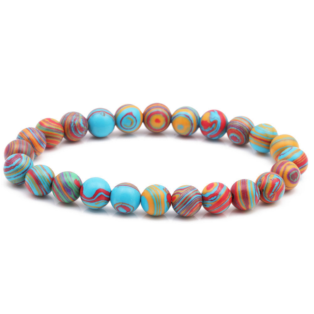 Blue Stone 8mm Dot Stone Beaded Bracelet