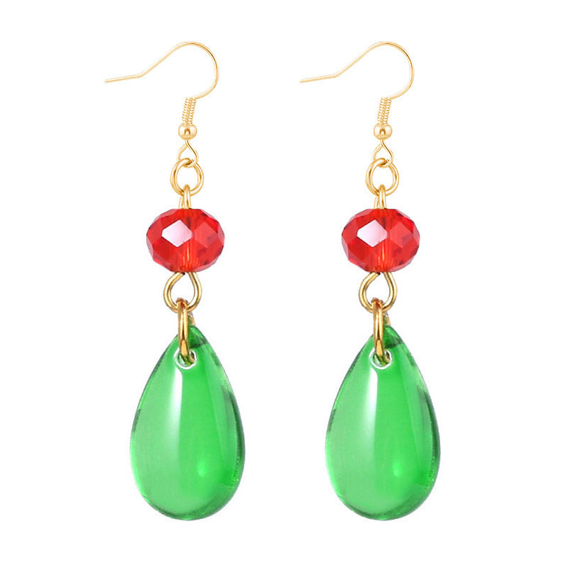 Brass Emerald Earrings Same Drop