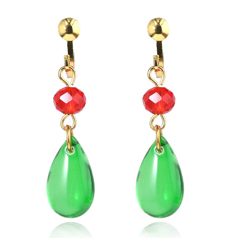 Brass Emerald Earrings Same Drop