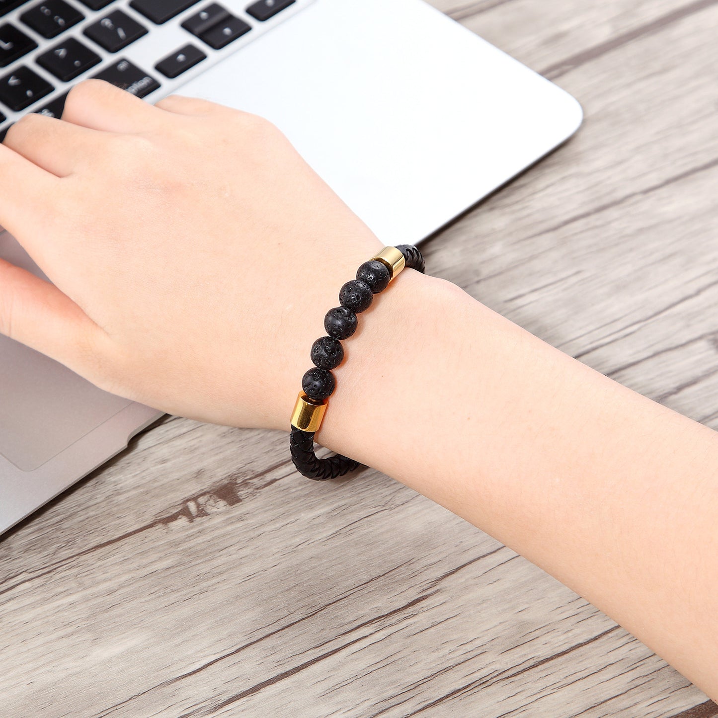 Natural Stone Bracelet Tiger Eye Volcanic Stone