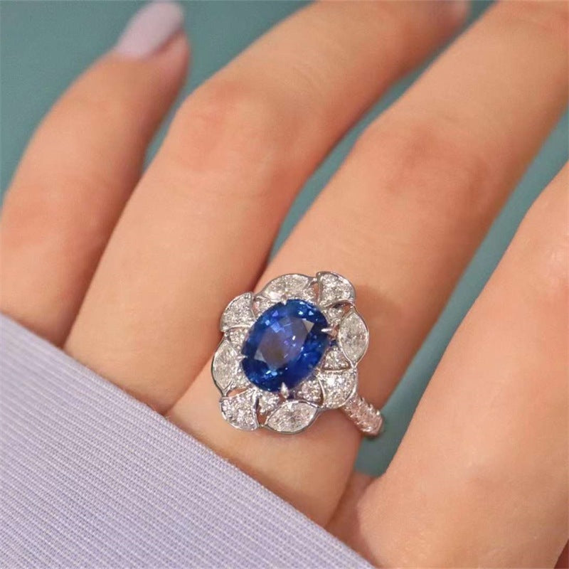 Women's Sapphire Full Diamond Open Ring