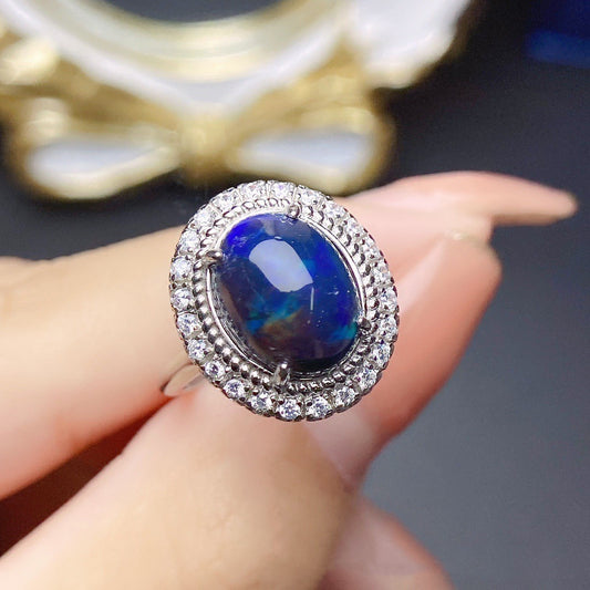 Jewelry Natural Black Opal Ring Female Accessories