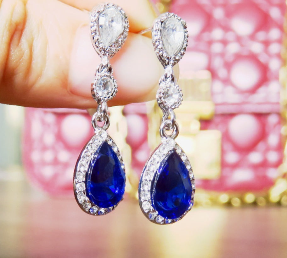 Sapphire crystal diamond earrings