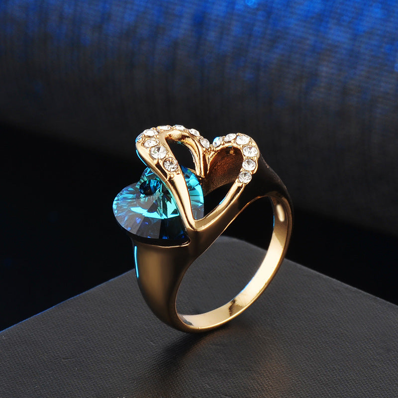 Sapphire Crystal Sea Heart Diamond Ring