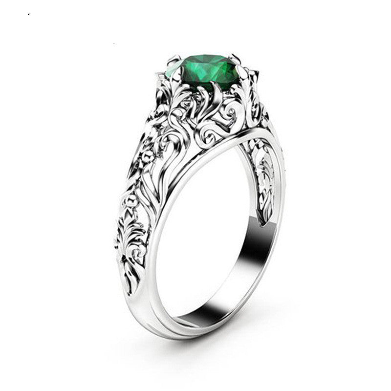 Emerald zircon ladies ring