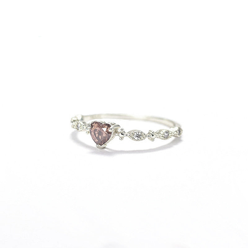 Gold heart shaped ruby diamond ring