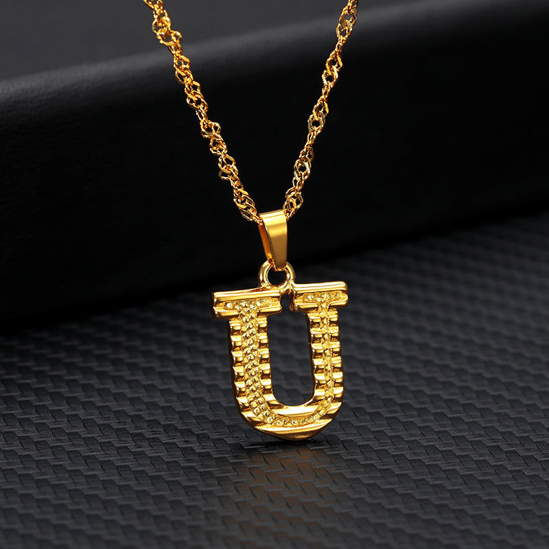 26 letters gold-plated pendant necklace