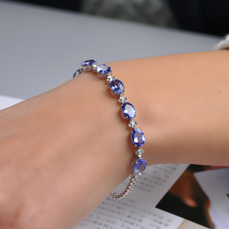 Fashion Women's Sapphire Bracelet With Diamonds