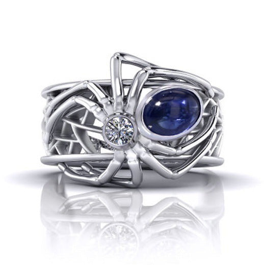 New Creative Spider Inlaid Sapphire Ring