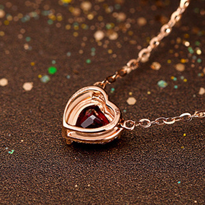 Fashion Heart Shaped Ruby Pendant Necklace