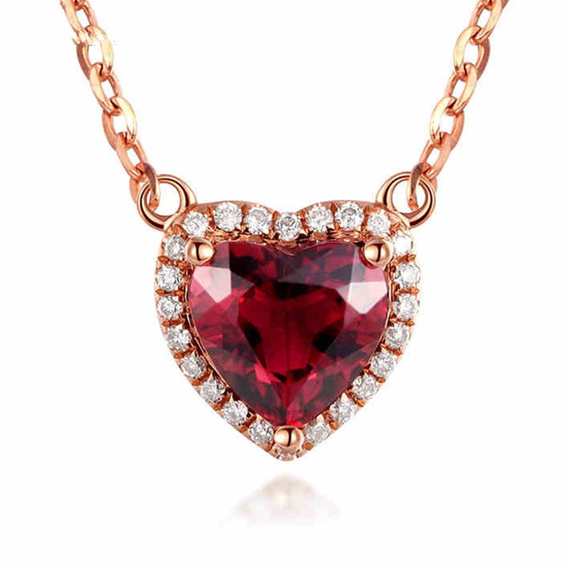 Fashion Heart Shaped Ruby Pendant Necklace