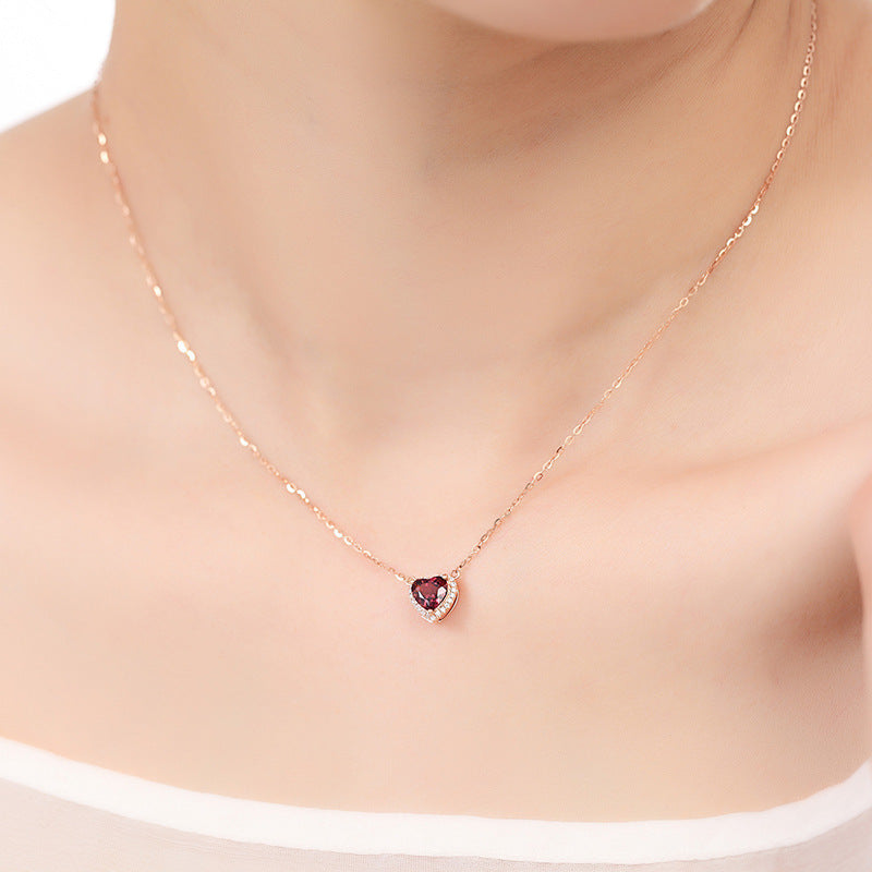 Fashion Heart Shaped Ruby Pendant Necklace