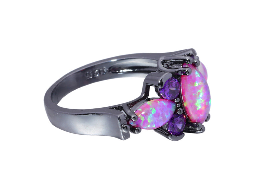 Fashion Personality Inlaid Opal Purple Ruby Ring