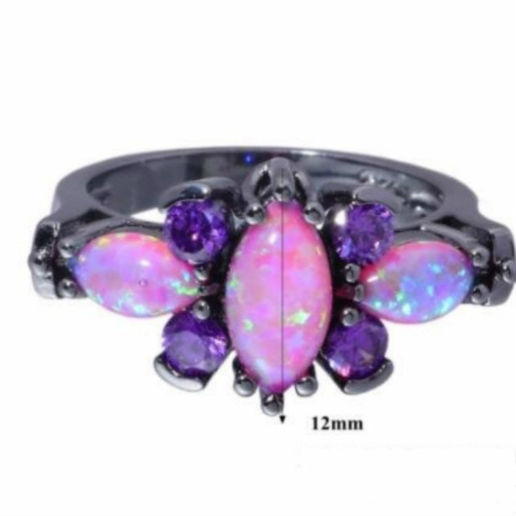 Fashion Personality Inlaid Opal Purple Ruby Ring