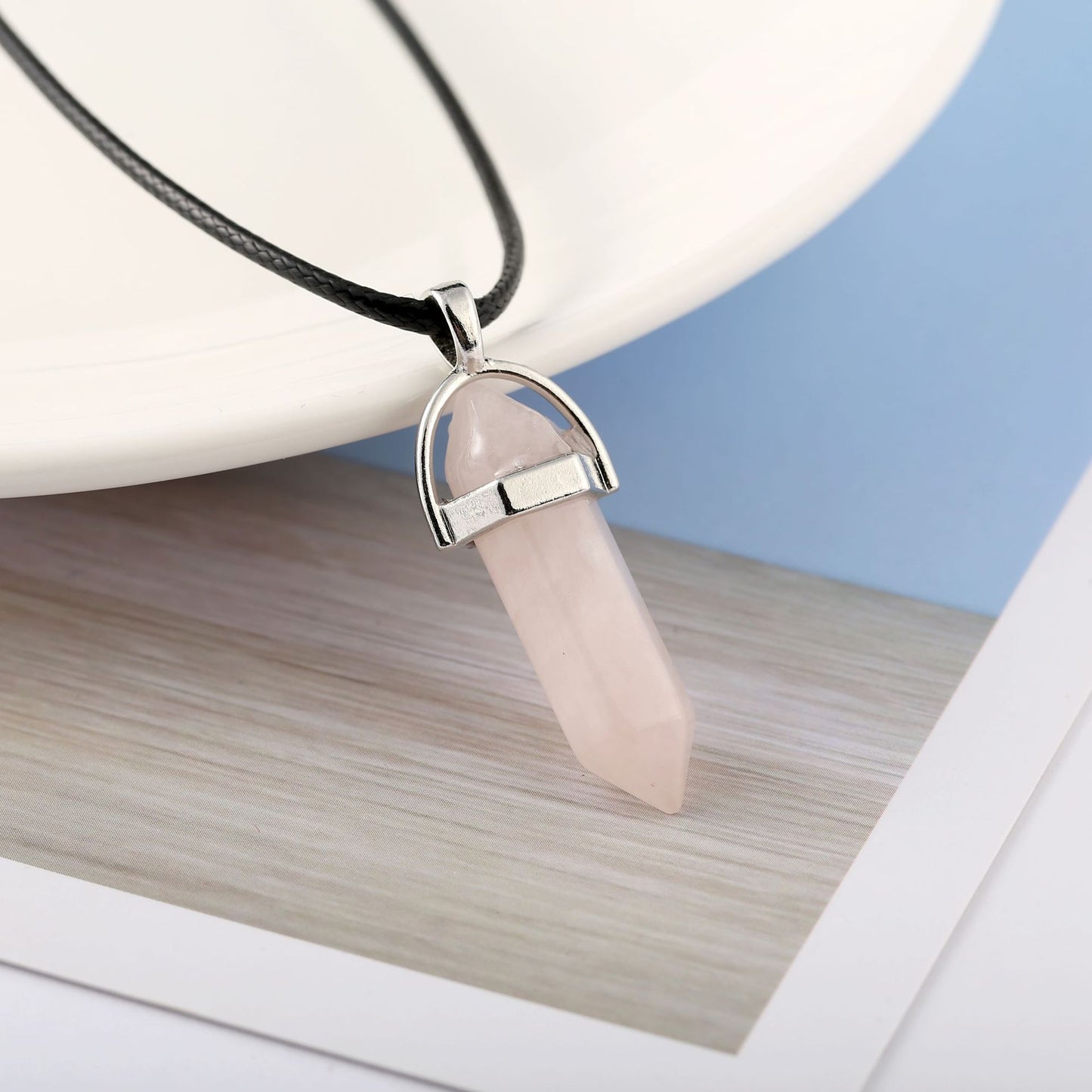 Natural Stone Bullet Hexagon Pillar Necklace