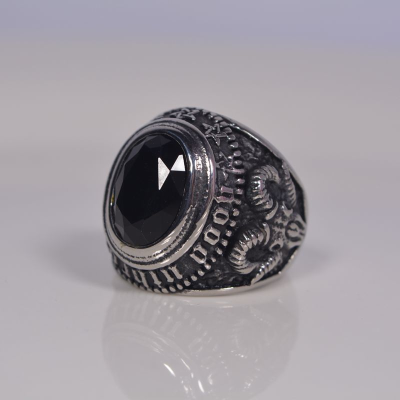 Titanium Steel Ring Black Sapphire Sapphire