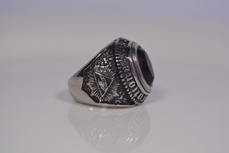 Titanium Steel Ring Black Sapphire Sapphire