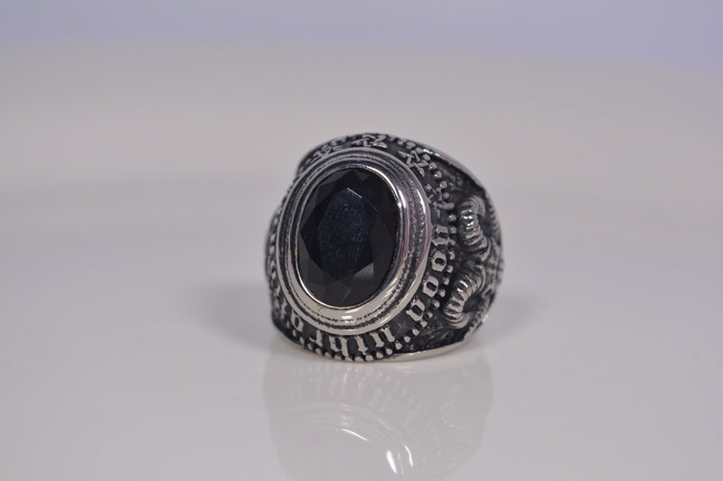 Titanium Steel Ring Black Sapphire Sapphire