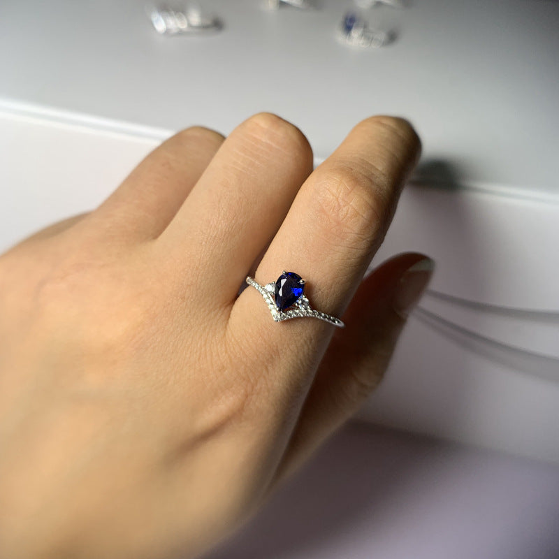 Ladies Water Drop Sapphire Ring