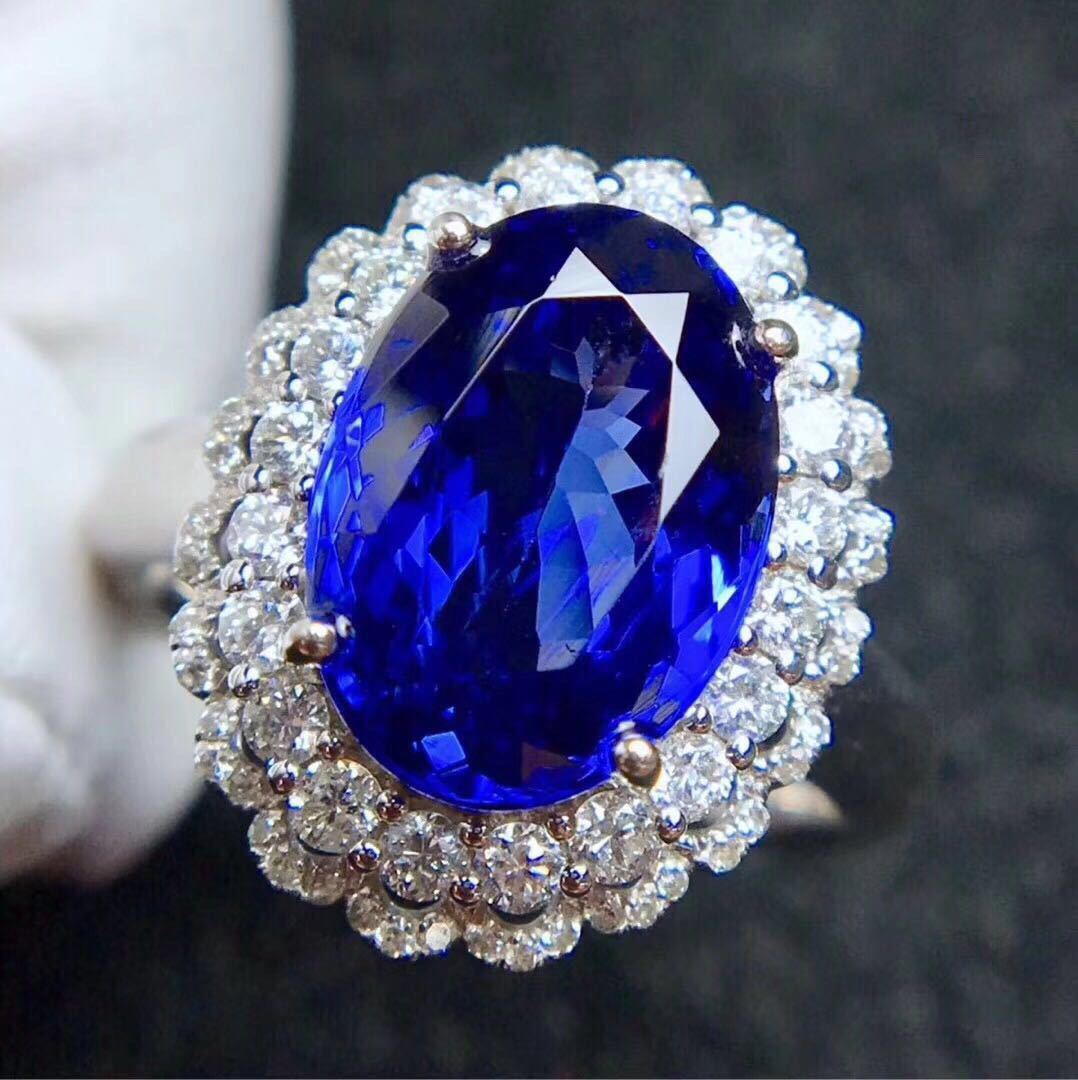 Jingyou Sapphire Ring Large Ring Face Crystal Clean Color