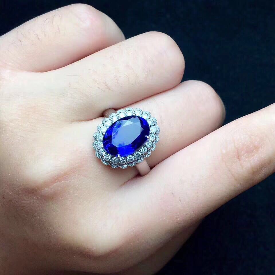 Jingyou Sapphire Ring Large Ring Face Crystal Clean Color