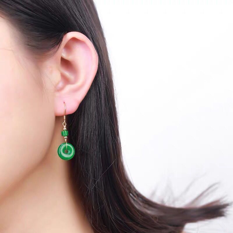 New Elegant Emerald Jade Earrings