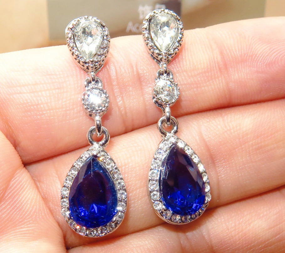 Sapphire crystal diamond earrings