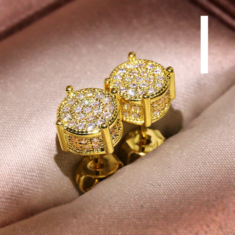 Round Earrings Shiny Zircon Luxury Jewelry