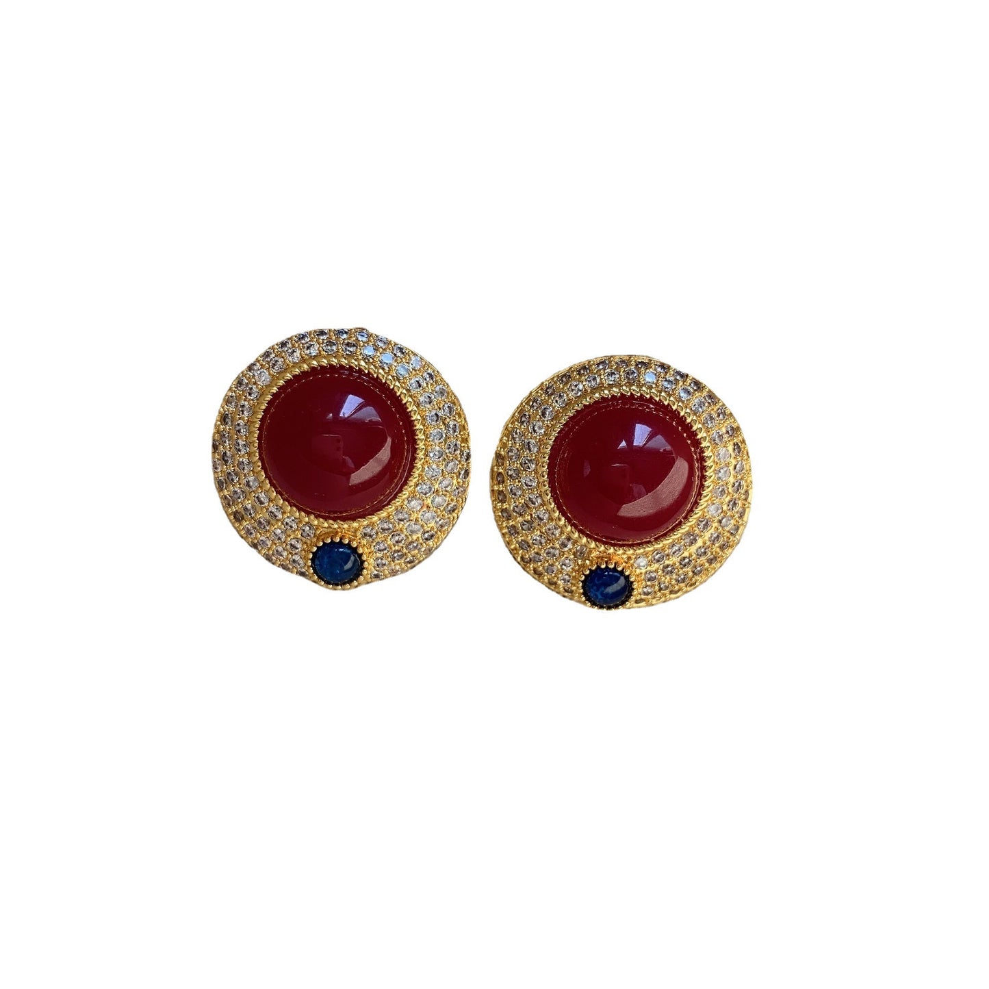 Ruby Dense Inlaid High Diamond Ring Earrings