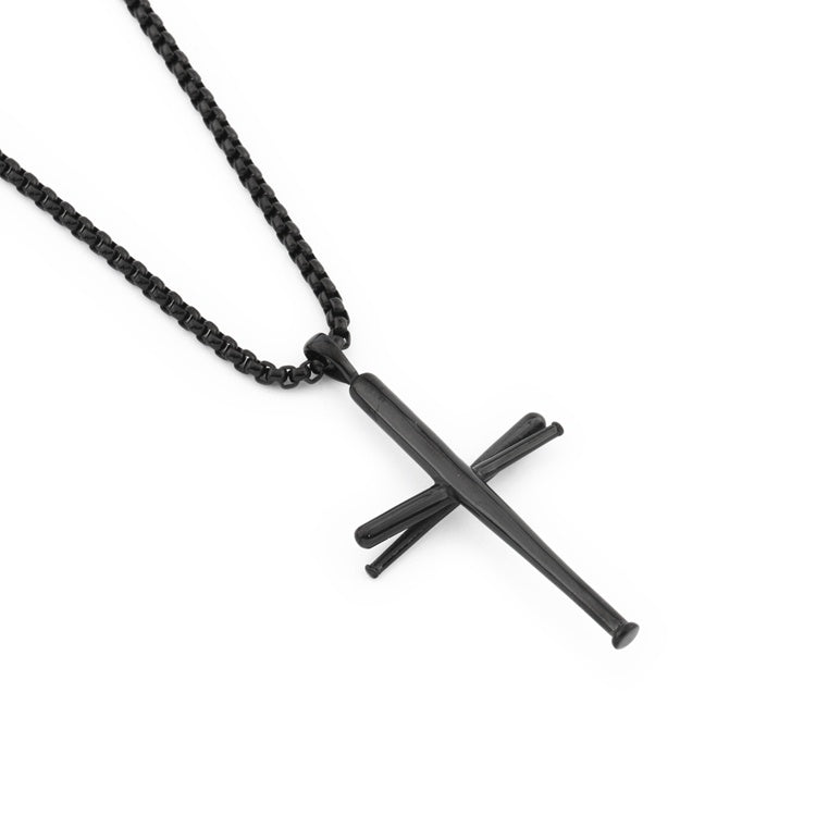 Baseball bat cross hip hop necklace