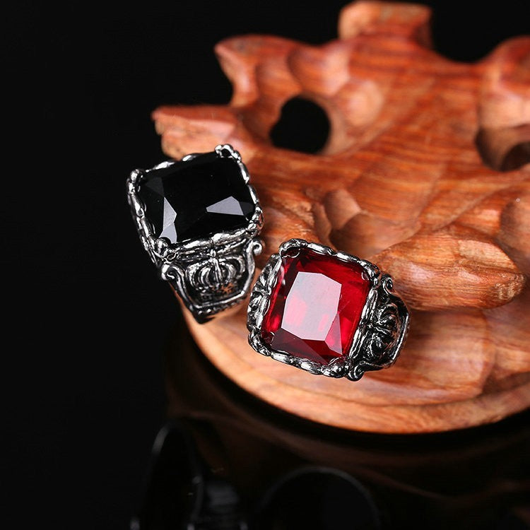 Men's Vintage Ruby Titanium Steel Ring