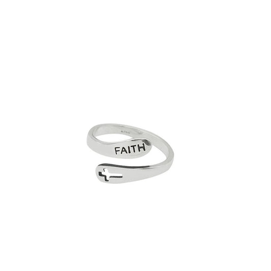 Fashionable English Letter Hollow Belief Ring