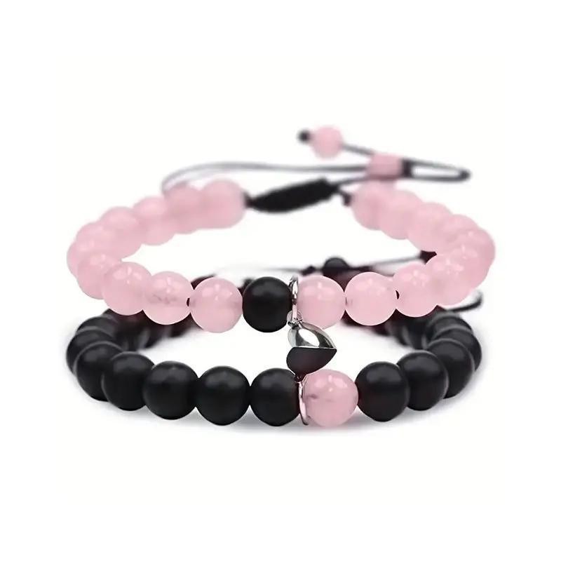 Fashion Jewelry Natural Stone Couple Love Magnet Suction Bracelet Necklace