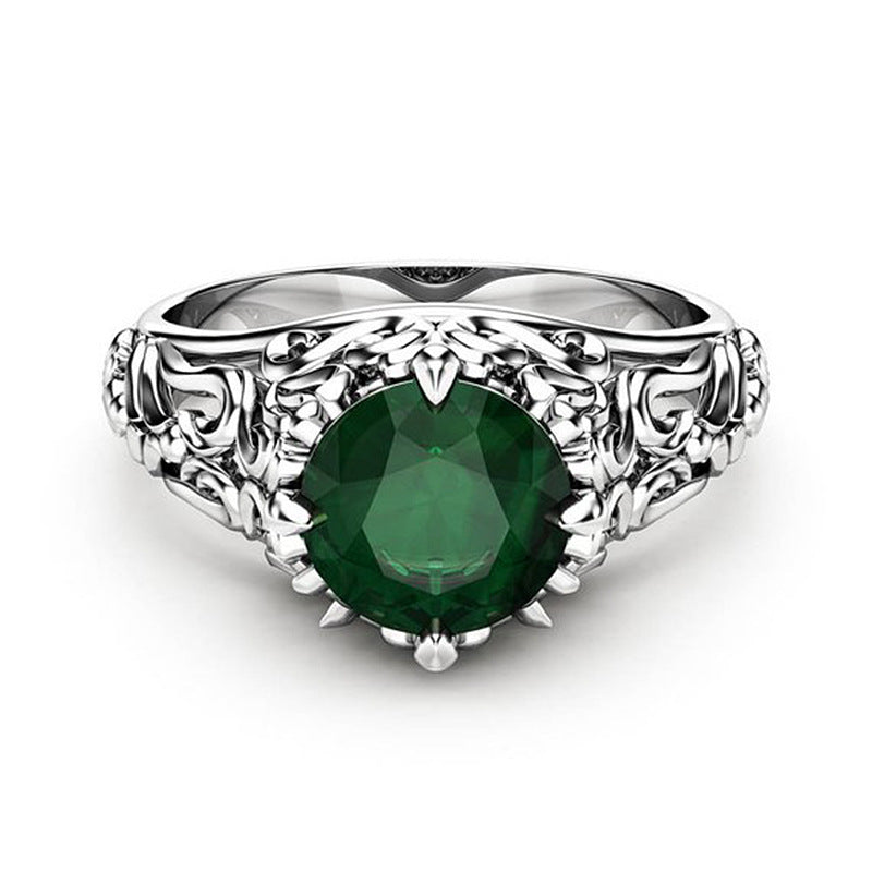 Emerald zircon ladies ring