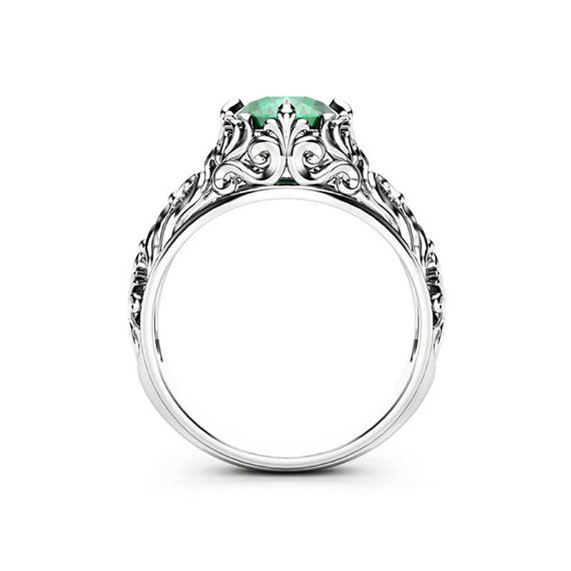 Emerald zircon ladies ring