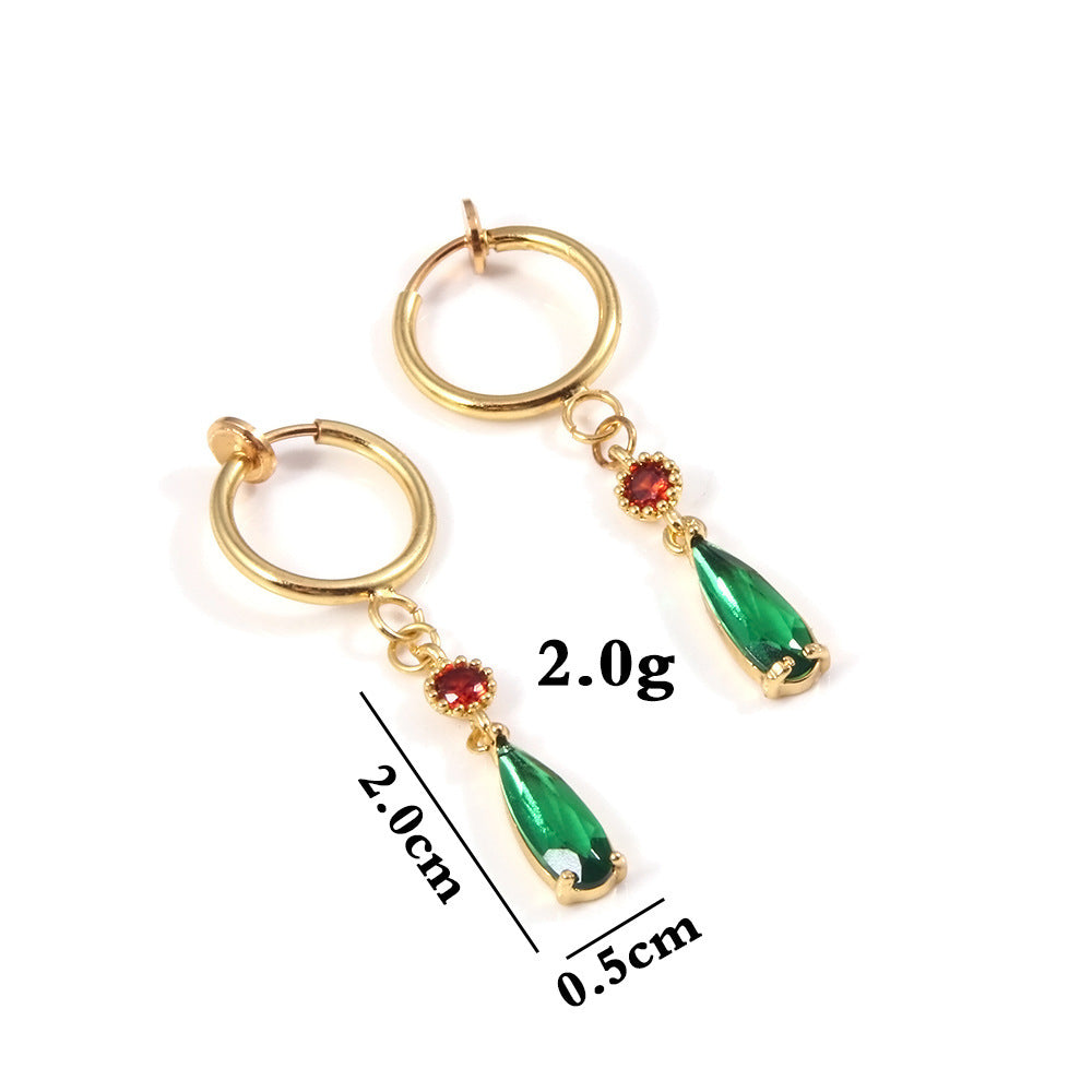 Brass Emerald Earrings Same Drop