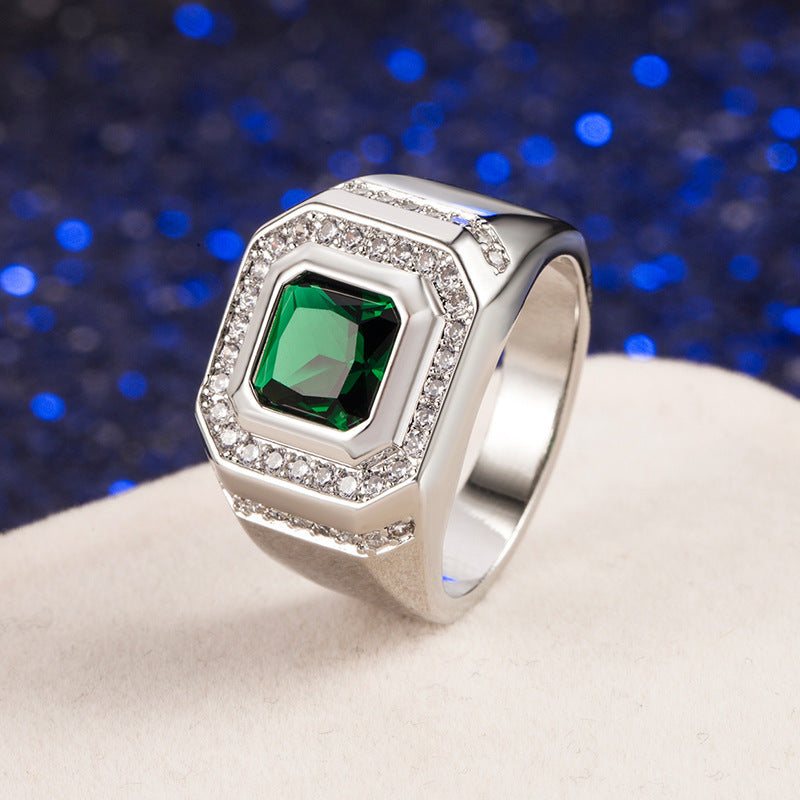 Diamond Emerald Men's Ring