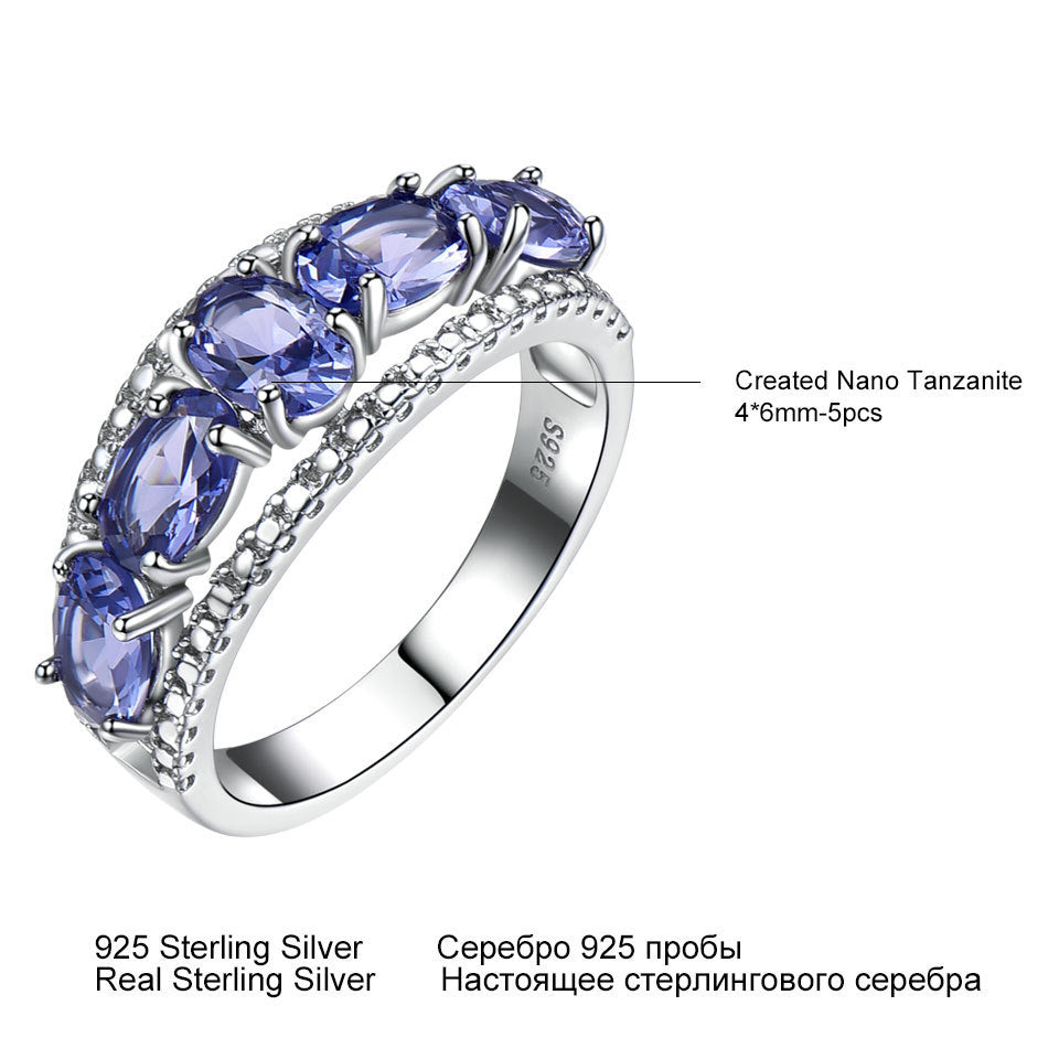 Egg Shaped Sapphire Tanzanite Ring Jewelry