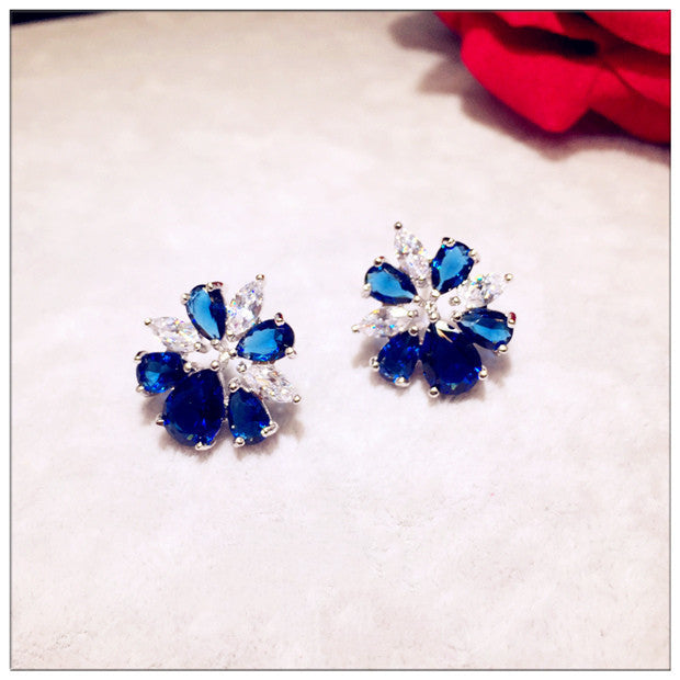 Sapphire And Sterling Silver Earrings