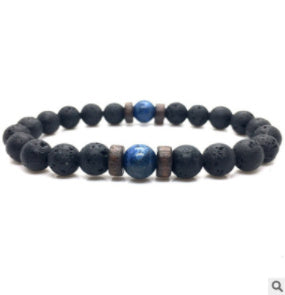 Personality Men's Black Volcanic Stone Bracelet