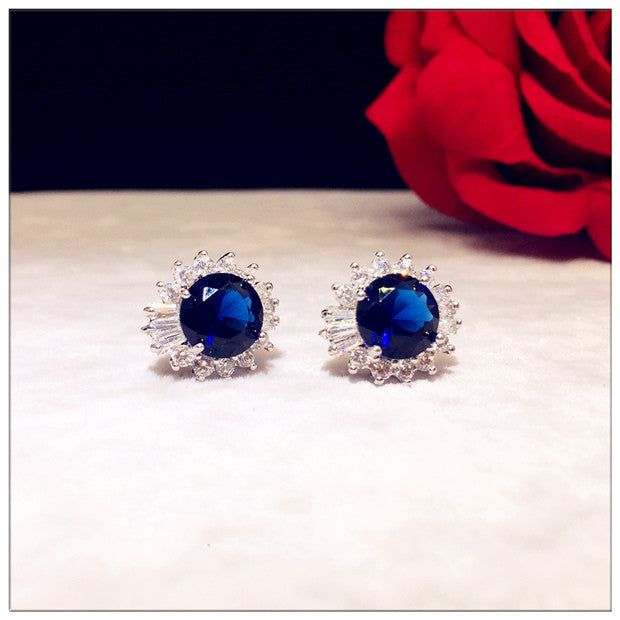 Sapphire And Sterling Silver Earrings