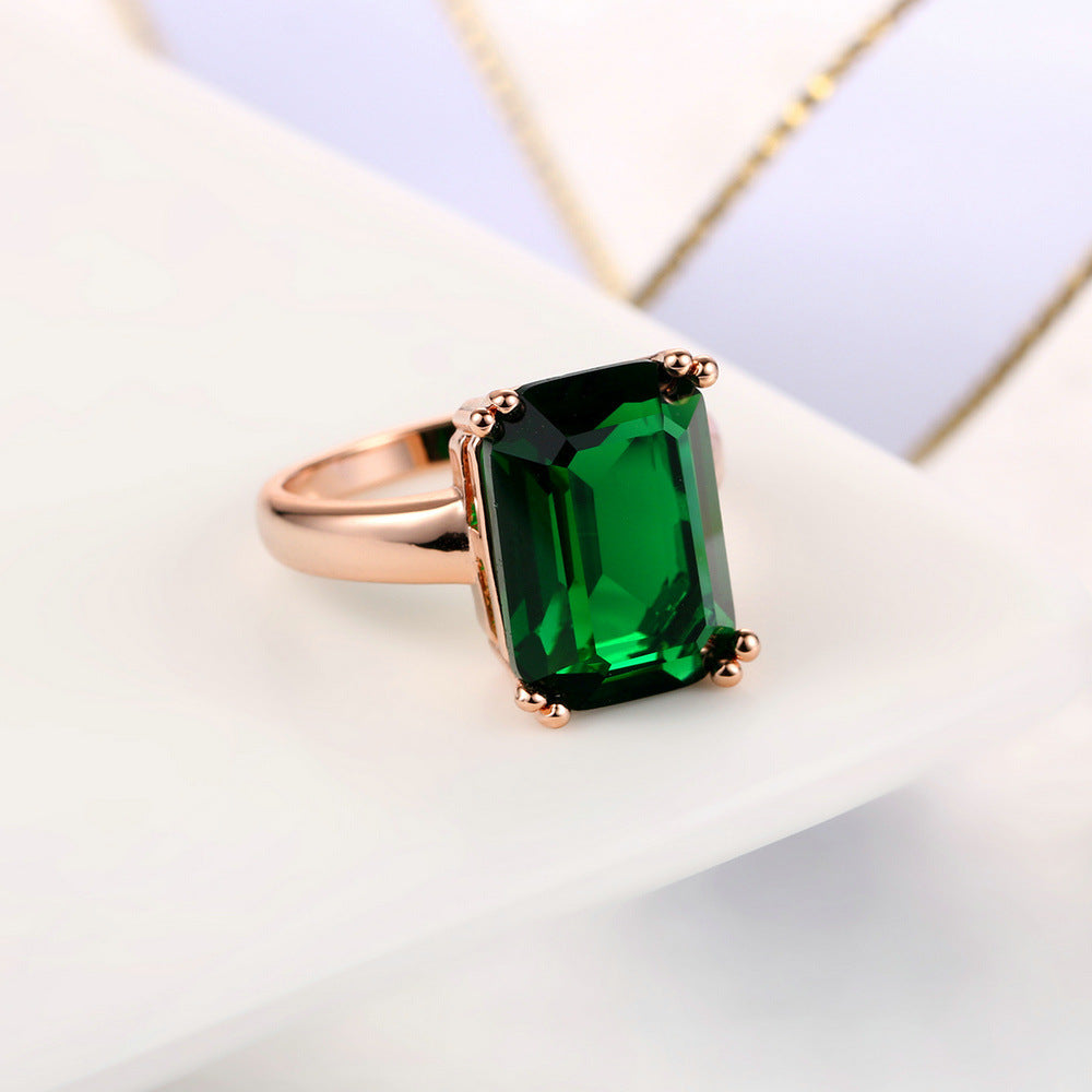 Popular square emerald ring