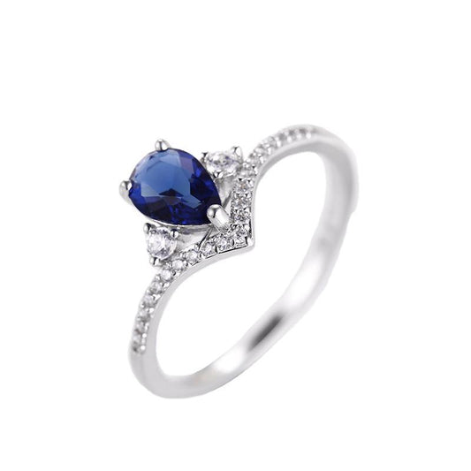 Ladies Water Drop Sapphire Ring