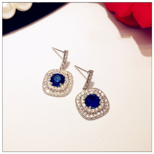 Sapphire And Sterling Silver Earrings