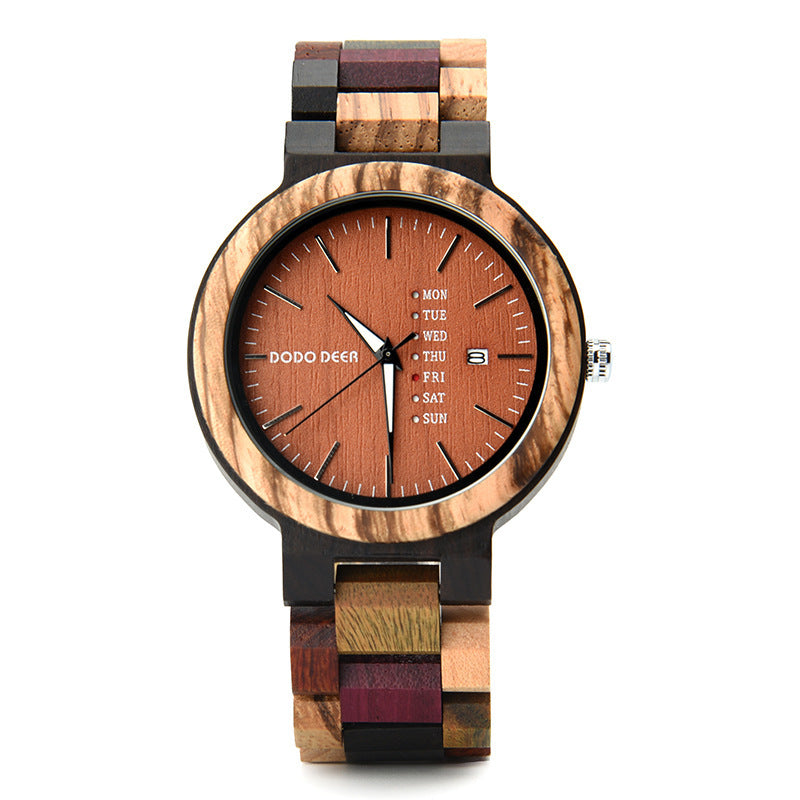 Wood Couple's European And American Style Calendar Watch