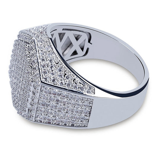 Hip Hop Man Ring Micro Pave CZ Silver Ring Gold Color Square Rings For Men Jewelry