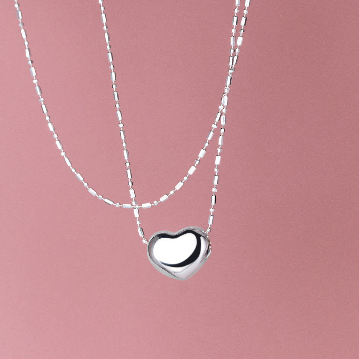 S925 Sterling Silver Simple Smooth Love Necklace