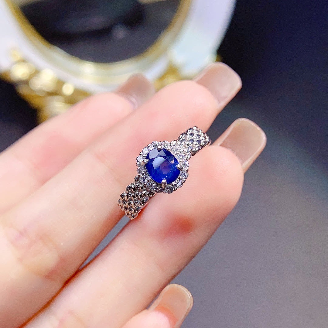 Jewelry Natural Sapphire Ring Silver