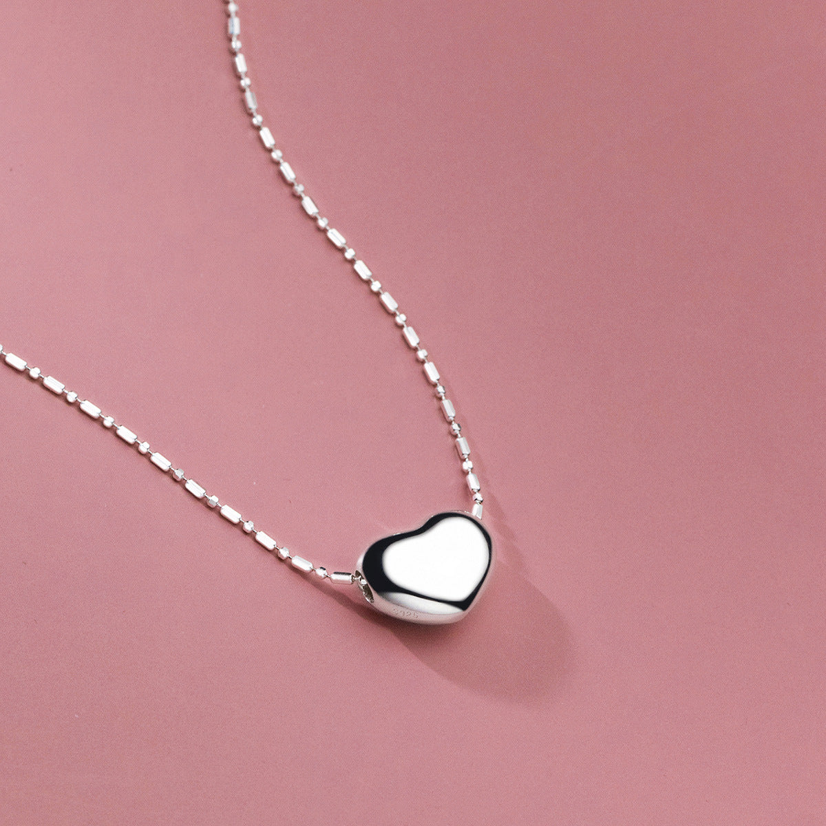 S925 Sterling Silver Simple Smooth Love Necklace